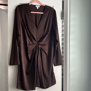 Twist Front Deep Vneck Mini Dress